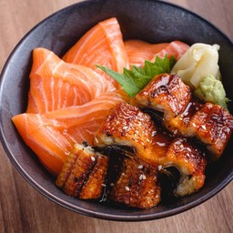 Salmon Unagi Don  ข้าวหน้าปลาแซลมอน และปลาไหล