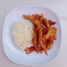 สะโพกหมูทอดกระเทียมพริกไทย+ข้าวเหนียว