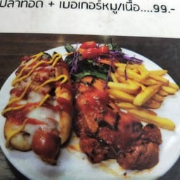 ไก่สไปซี่+ฮอทดอก