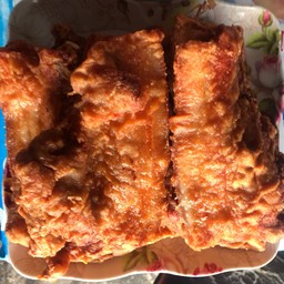 หมูสามชั้นทอด น้ำจิ้มแจ่วกับข้าว