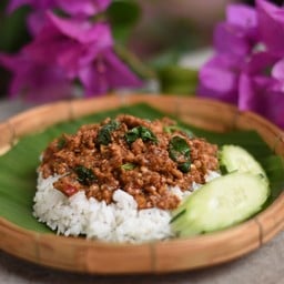 ผัดโหระพา+ข้าวสวยหอมมะลิ size-M