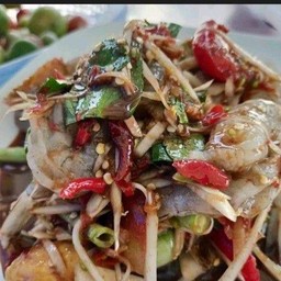 ส้มตำ+กุ้งสด