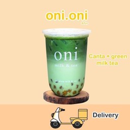 Cantaloupe-Green tea twotone milk tea