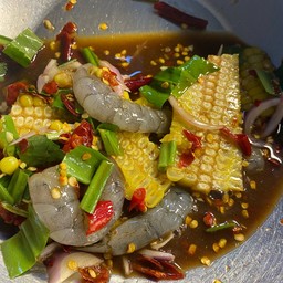 ยำข้าวโพดกุ้งสด