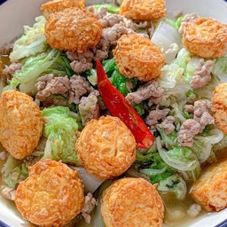 ผัดผักกาดขาวใส่เต้าหู้ราดข้าว[เลือกเนื้อสัตว์ได้ค่ะ]