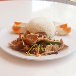 ข้าวราดผัดขิงหมู