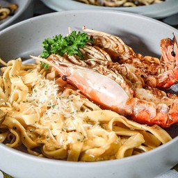พาสต้าซอสมันกุ้ง กุ้งแม่น้ำย่าง