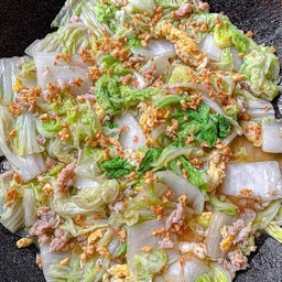 ผัดผักกาดขาวกับข้าว[เลือกเนื้อสัตว์ได้ค่ะ]