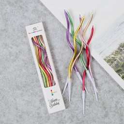 เทียนวันเกิด ทรงเกลียวยาว รวมสีเมทัลลิค