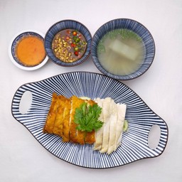 ไก่ล้วนผสมจานเล็ก (ไก่ต้มไก่ทอด)