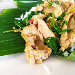 กะเพราหมูนุ่มราดข้าว