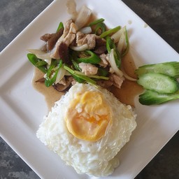 ข้าวหมูผัดพริกอ่อน+ไข่ดาว