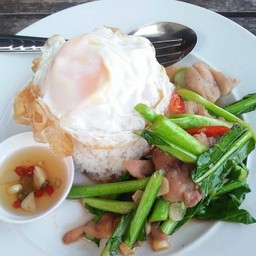คะน้าหมูน้ำมันหอย+ไข่ดาว