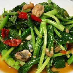 ข้าวคะน้าหมูกรอบน้ำมันหอย