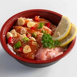 ข้าวหน้าแซลมอนดองซีอิ้ว