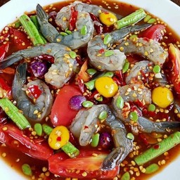 ตำเกาเหลากุ้งสด