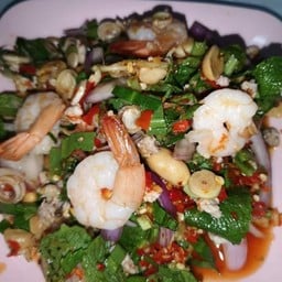 ยำตะไคร้กุ้งสด