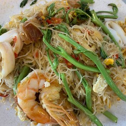 หมี่ผักบุ้ง,ชะอม,คะน้า  ทะเล