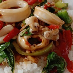 ข้าวกระเพราปลาหมึก