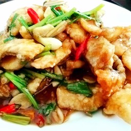 เนื้อปลาผัดคื่นช่าย 鱼片炒芹菜