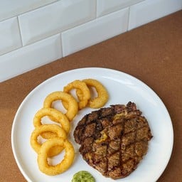 Rib Eye and Onion Rings