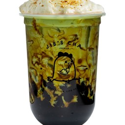 ชาเขียวนมสดไข่มุกบราวชูก้าครีมชีสพ่นไฟ