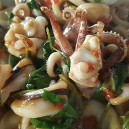 กระเพราปลาหมึกสด