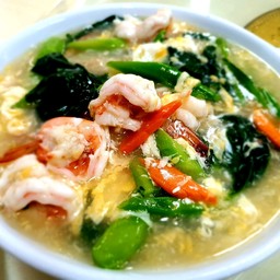 ลาดหน้าฮ่องกง 广府滑蛋海鲜面