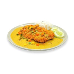 ข้าวหมูทอดทงคัตสึซอสเขียวหวาน