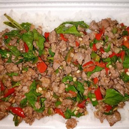 ข้าวราดผัดกระเพราหมูสับ