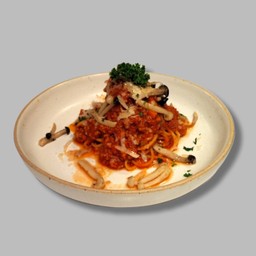 Spaghetti Chorizo Tomato Sauce, Saute Wild Mushroom Cheese