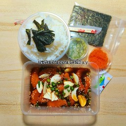 แซลมอนดองทั้งเซท+ไข่กุ้ง