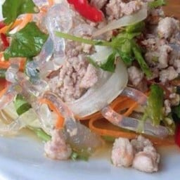 ยำเส้นแก้วหมูยอ+หมูสับ