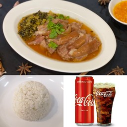 (อร่อยซ่ากับโค้ก)ขาหมูชุดเล็ก+ข้าวหอมมะลิ+โค้กกระป๋อง