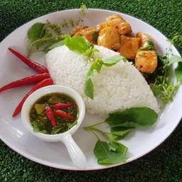 ข้าวกระเพราปลาแซลมอน