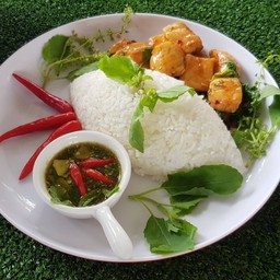 ข้าวกระเพราปลาแซลมอน