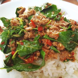 กะเพราเนื้อราดข้าว