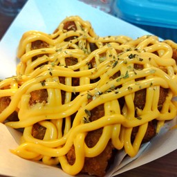 ไก่ทอดเกล็ดหิมะราดชีสแก้วใหญ่