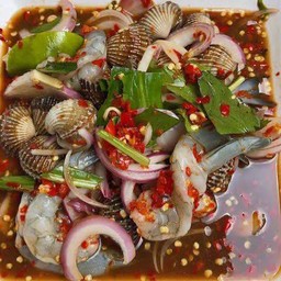 ตำหอยแครง+กุ้งสด
