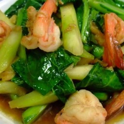 คะน้าน้ำมันหอยกุ้งสด