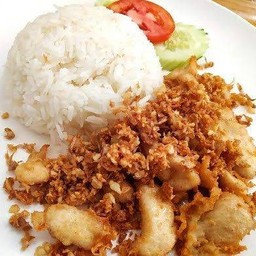 ข้าวราด - ทอดกระเทียม