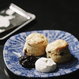 Warm Scones with Clotted Cream and Red Berry Jam