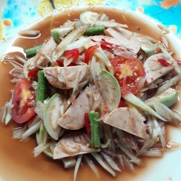 ตำปลาร้า(หมูยอ)