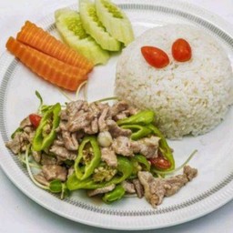 ข้าวหมูผัดขิง