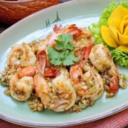 กุ้งผัดกระเทียมพริกไทย (Goong Phad Kratiam Prikthai )