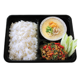 M9 ข้าวกะเพราป่าหมูสับกุ้ง +ไข่ตุ๋น