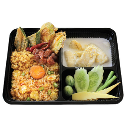 M5 ข้าวผัดน้ำพริกลงเรือ +กล้วยบวชชี