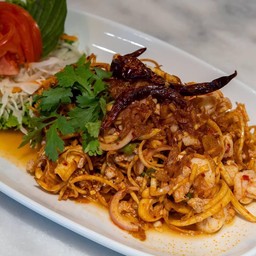 ยำหัวปลีกุ้งสด