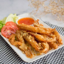 ราวท้องแซลมอนทอดกระเทียม