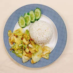 ข้าวราดผัดผักรวม